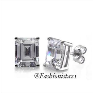 EMERALD CUT CZ Diamond Solitaire Stud Earrings